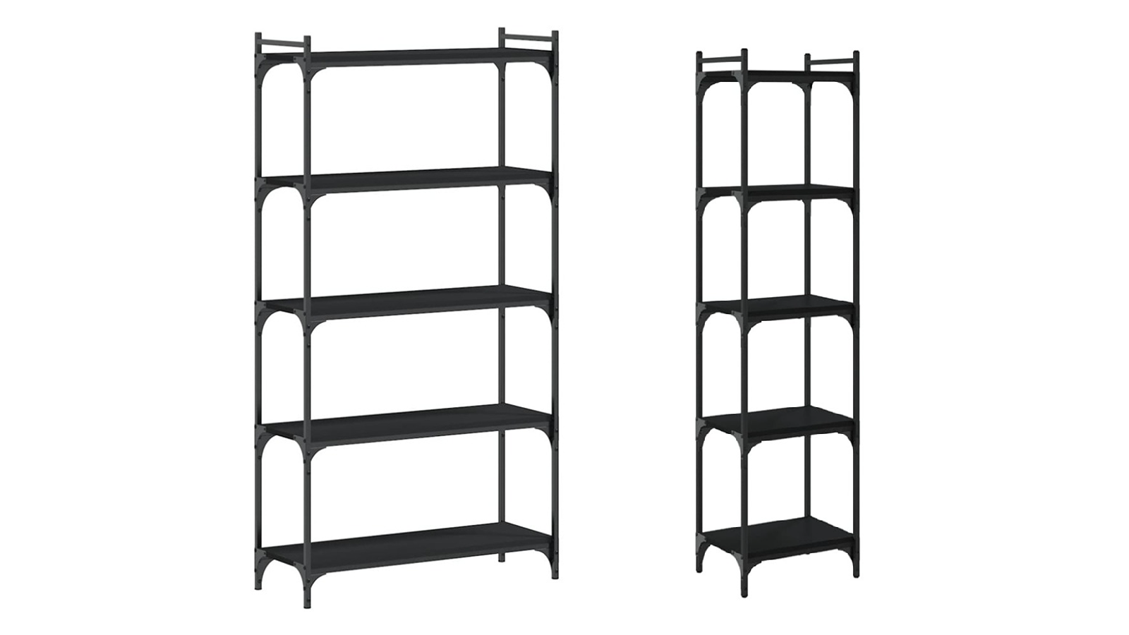 vidaXL 5-Tier Black Engineered Wood Bookcase
