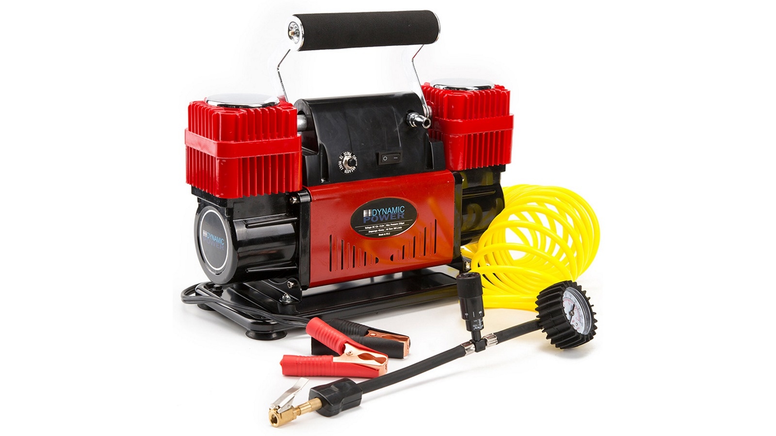 Dynamic Power 300L/MIN 12V Portable Car Tyre Air Compressor Red