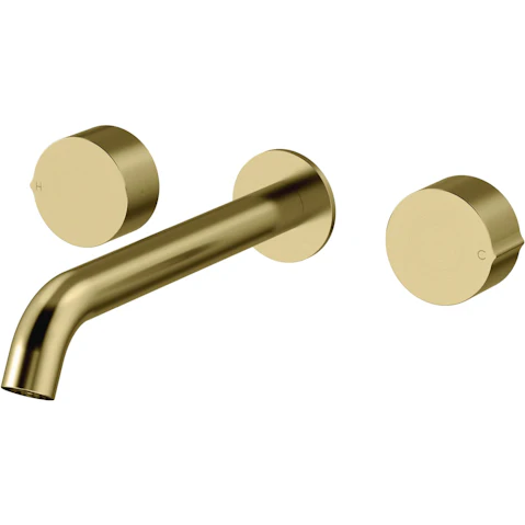 Arcisan Venn Wall Mount Basin Set - 220mm Centre Spout - Brushed Brass
