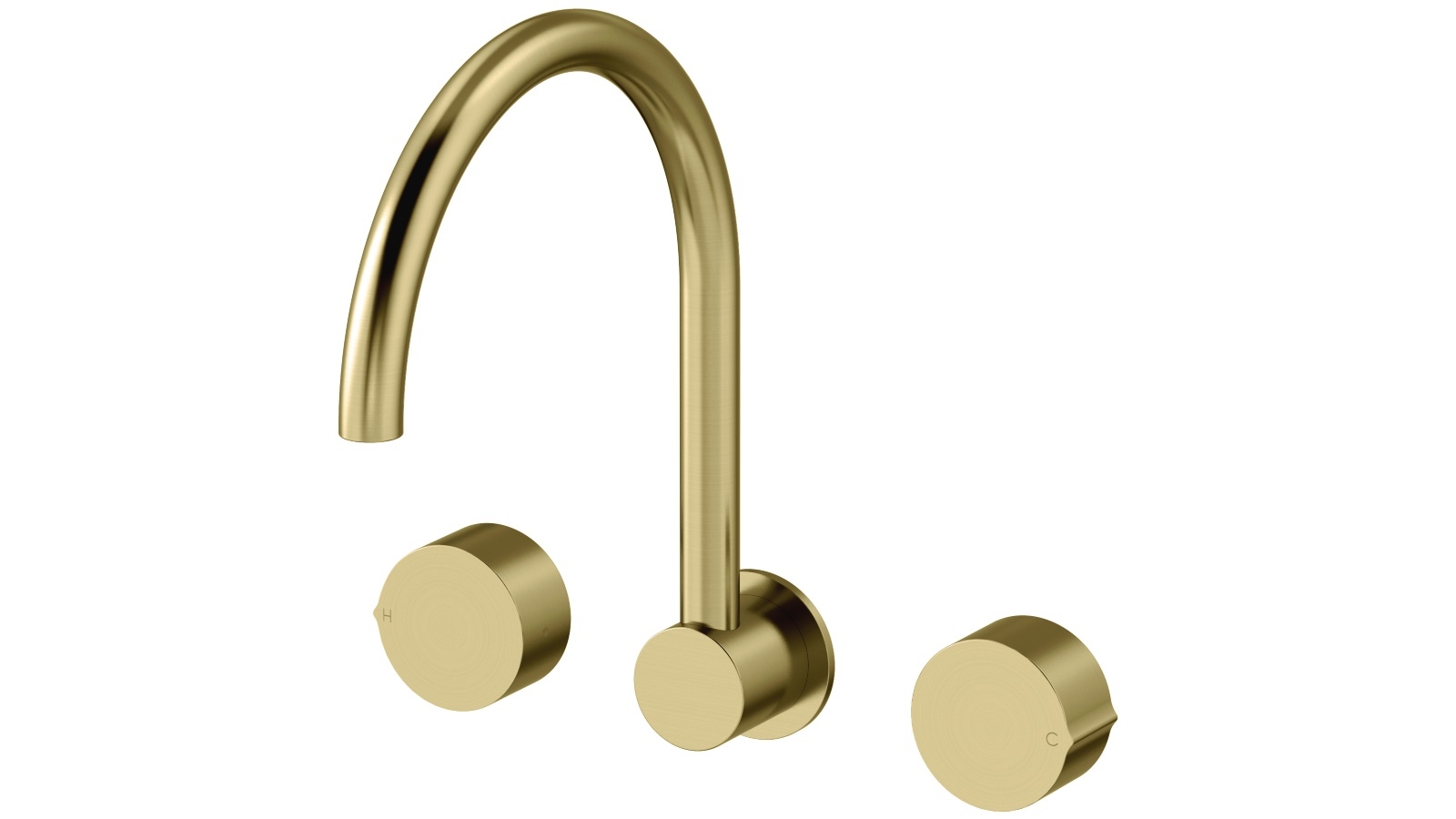Arcisan Venn Wall Mount Kitchen/Laundry Tap Set with Arch Spout - Brushed Brass