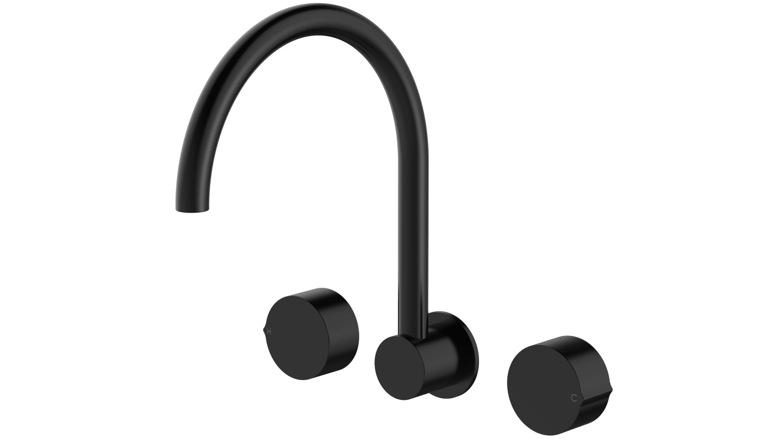 Arcisan Venn Wall Mount Kitchen/Laundry Tap Set with Arch Spout - Matte Black