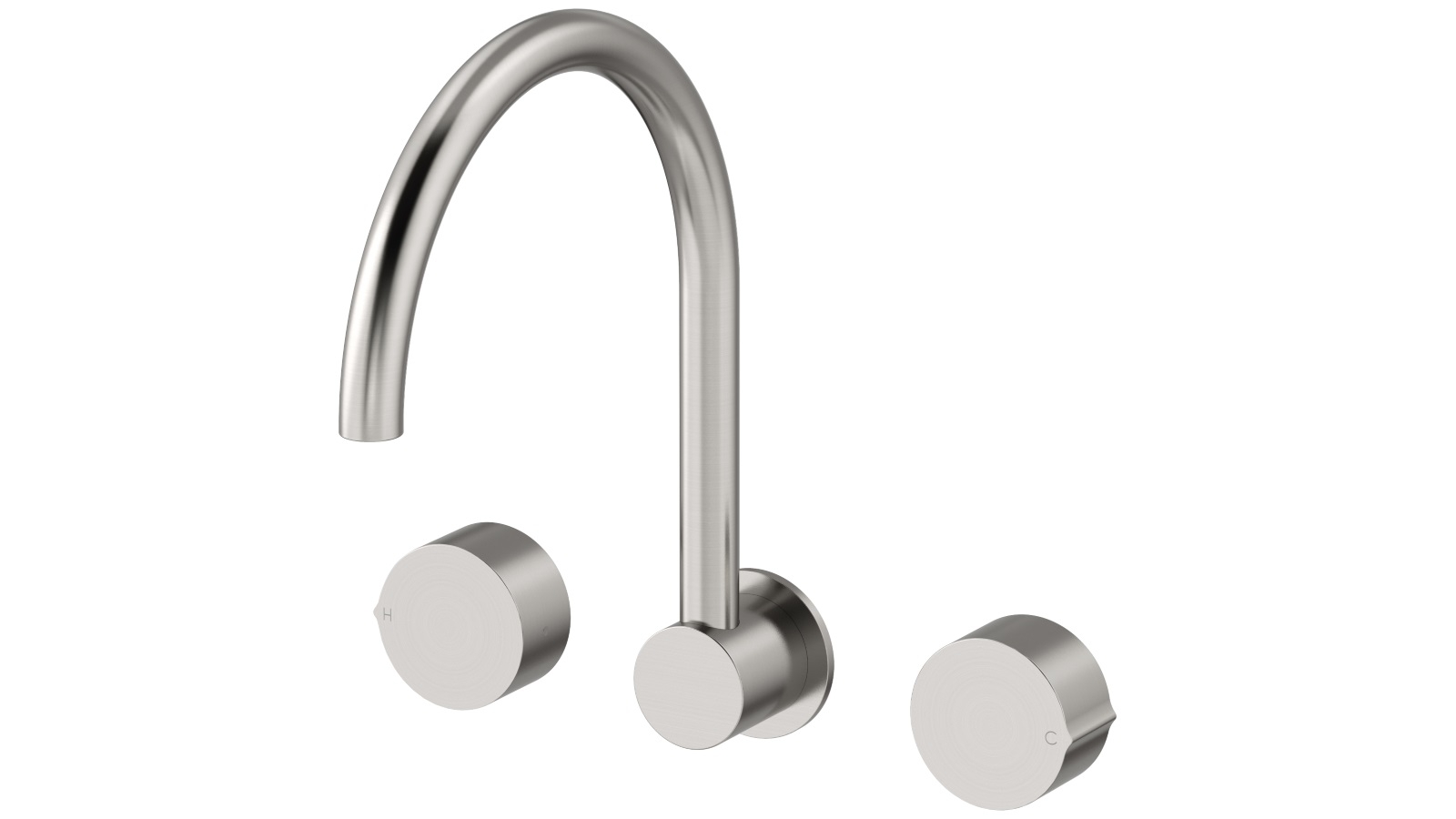 Arcisan Venn Wall Mount Kitchen/Laundry Tap Set with Arch Spout - Brushed Nickel