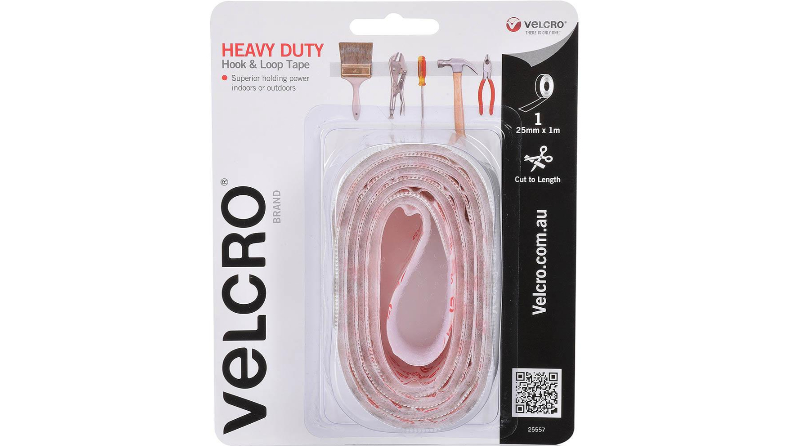 Velcro 2.5cm x 1metre Brand Heavy Duty Hook and Loop Tape - White