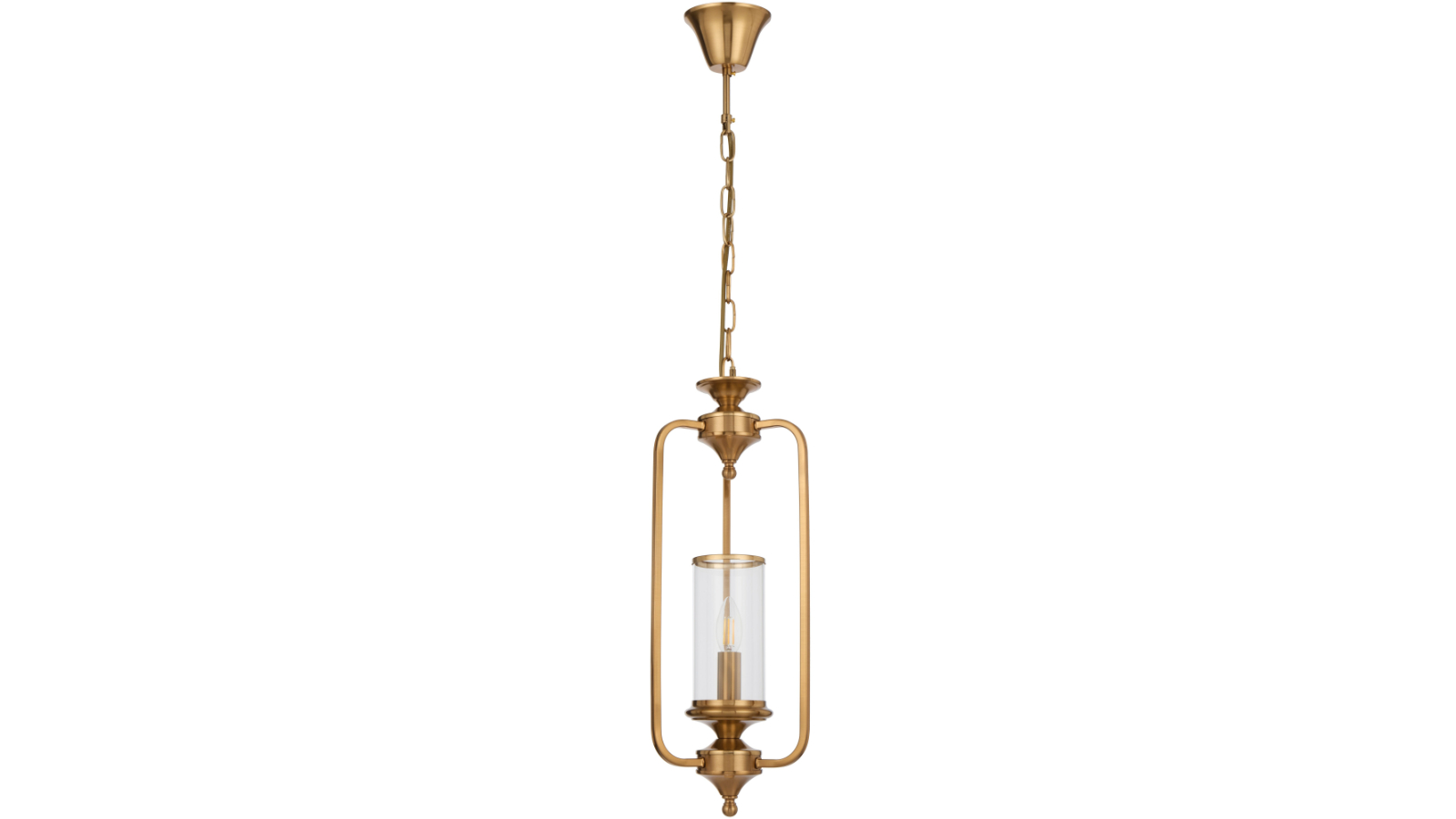 Pretty & Practical Ancona 2metre Chain Copper Hanging Light with Clear Glass Shade