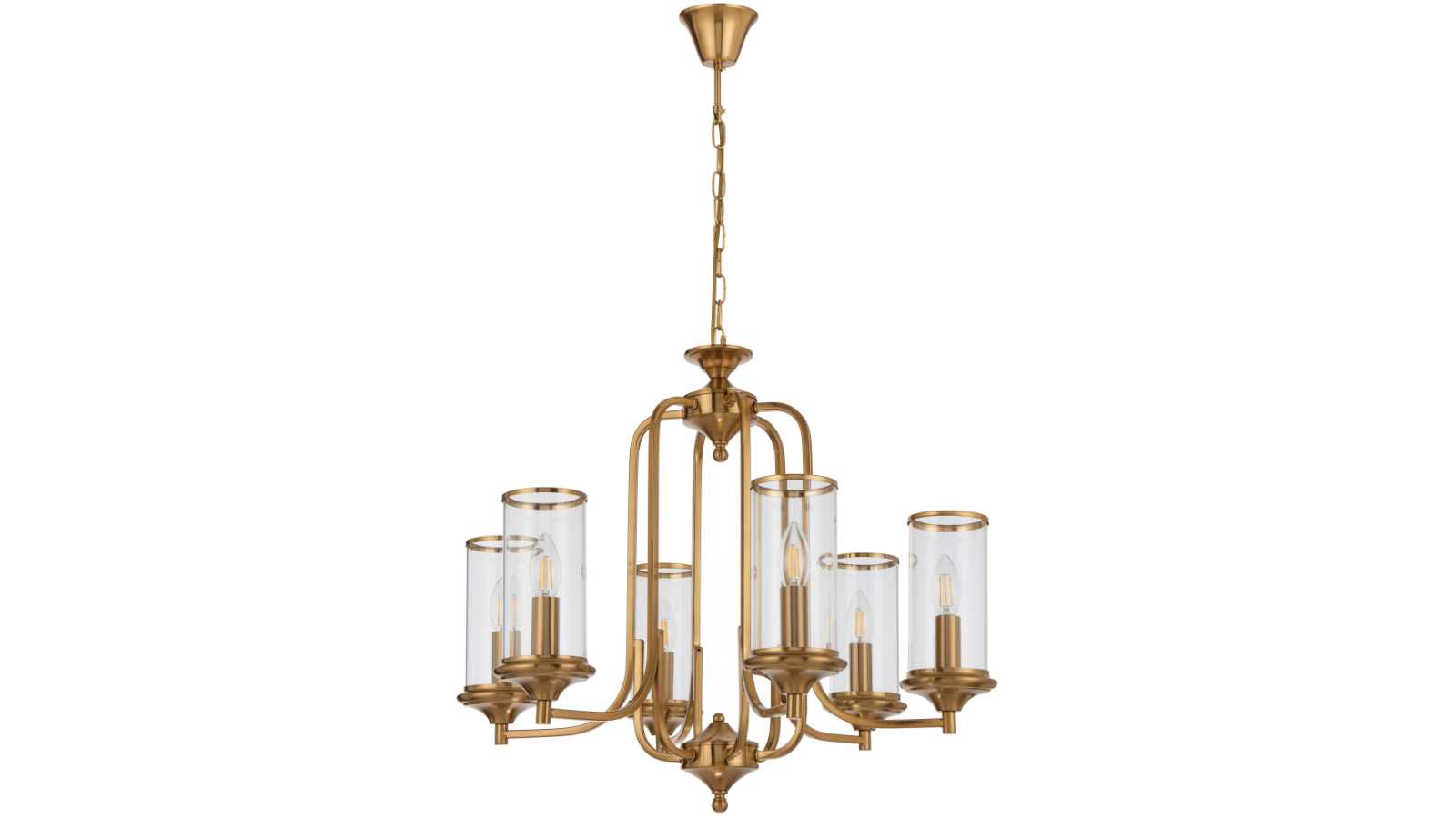 Pretty & Practical Barcelona Copper Frame 6-Light Pendant with Clear Glass Shade