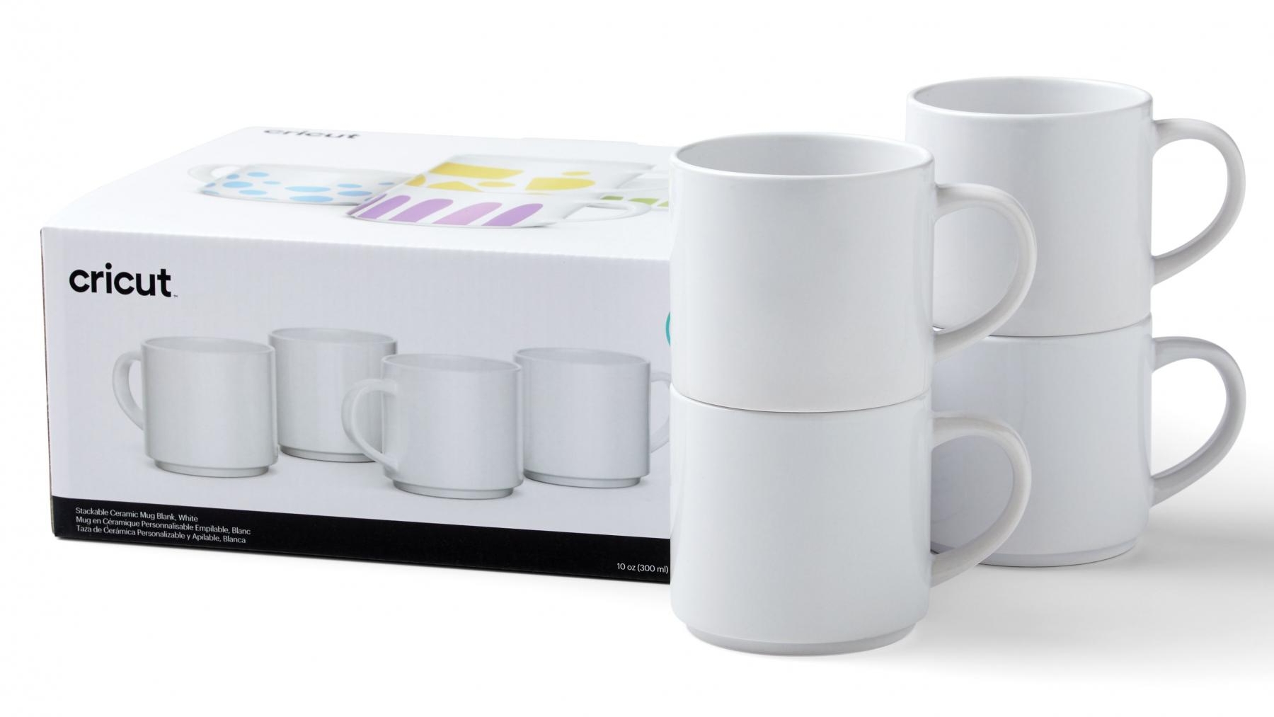 Cricut Stackable Ceramic Mug 300ml White - 4 Pack