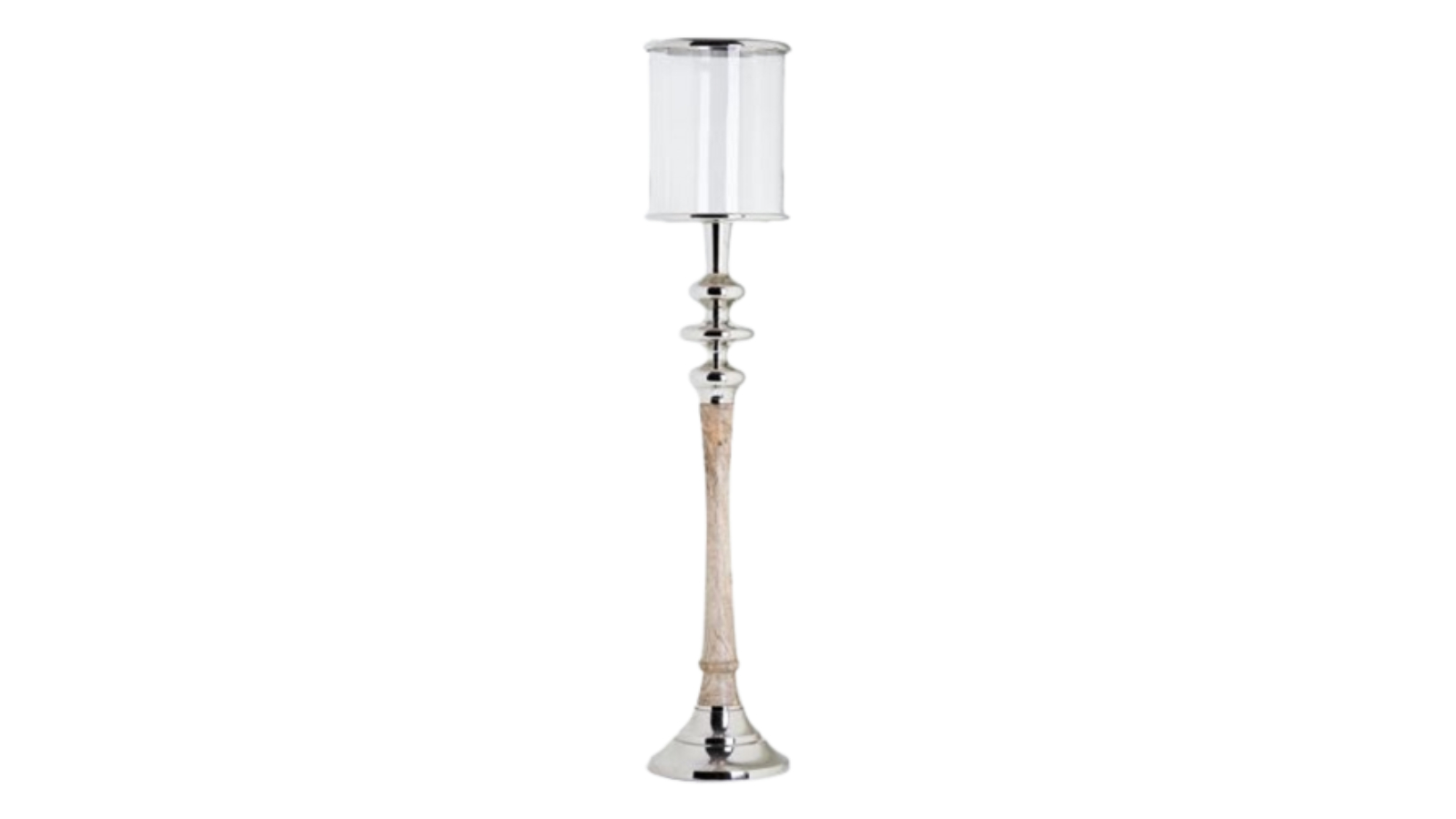 SSH Collection Timber/Polished Nickel Stand Sofie Tall Hurricane Lamp - 110cm