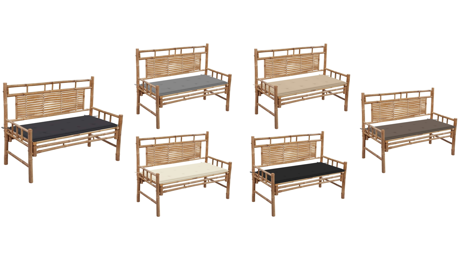 vidaXL 120cm Bamboo Garden Bench with Backrest and Cushion