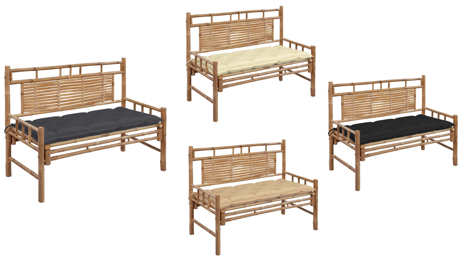 vidaXL 120cm Bamboo Garden Bench with Polyester Cushion