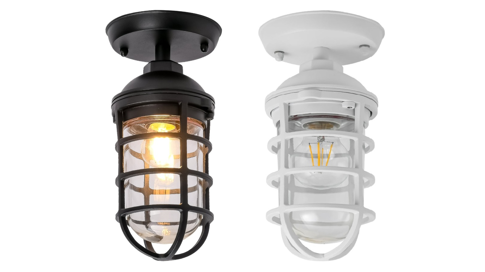 Villaku Exterior Wall/Ceiling Light Aluminium Cylinder with Glass and IP44 Cage