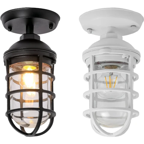 Villaku Exterior Wall/Ceiling Light Aluminium Cylinder with Glass and IP44 Cage