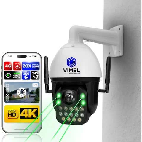 Vimel Commercial Grade 4G 4K PTZ Security Camera with Construction Site Auto-Tracking