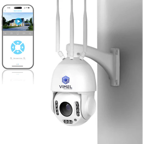 Vimel Professional 4G 4K SIM Card 30X Auto-Tracking 24/7 Recording Security Camera