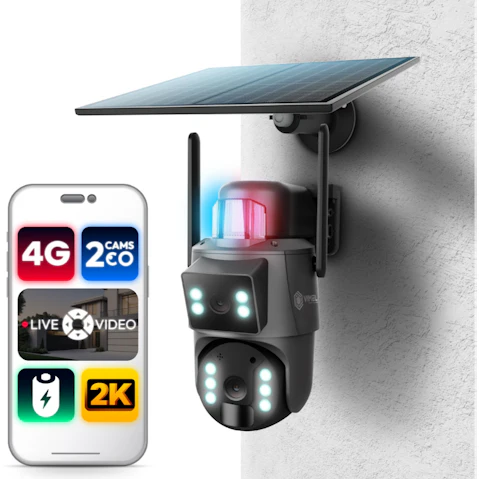 Vimel 360 View Wireless 4G Solar Battery Security Camera with Sim Card