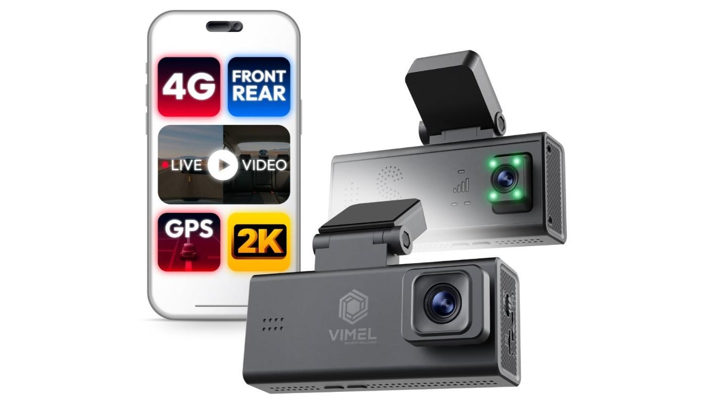 Vimel 4G 2K Front and Rear Dashcam with GPS Tracker