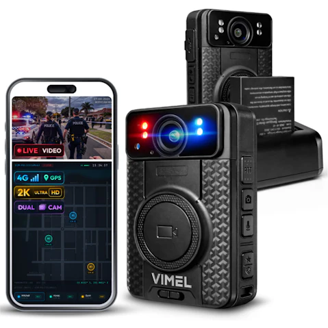 Vimel Police Dual Cam View Guard Live Wi-Fi Recorder 4G Body Camera