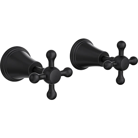 Linsol Vintage Cross Handle Wall Top Assemblies - Matte Black