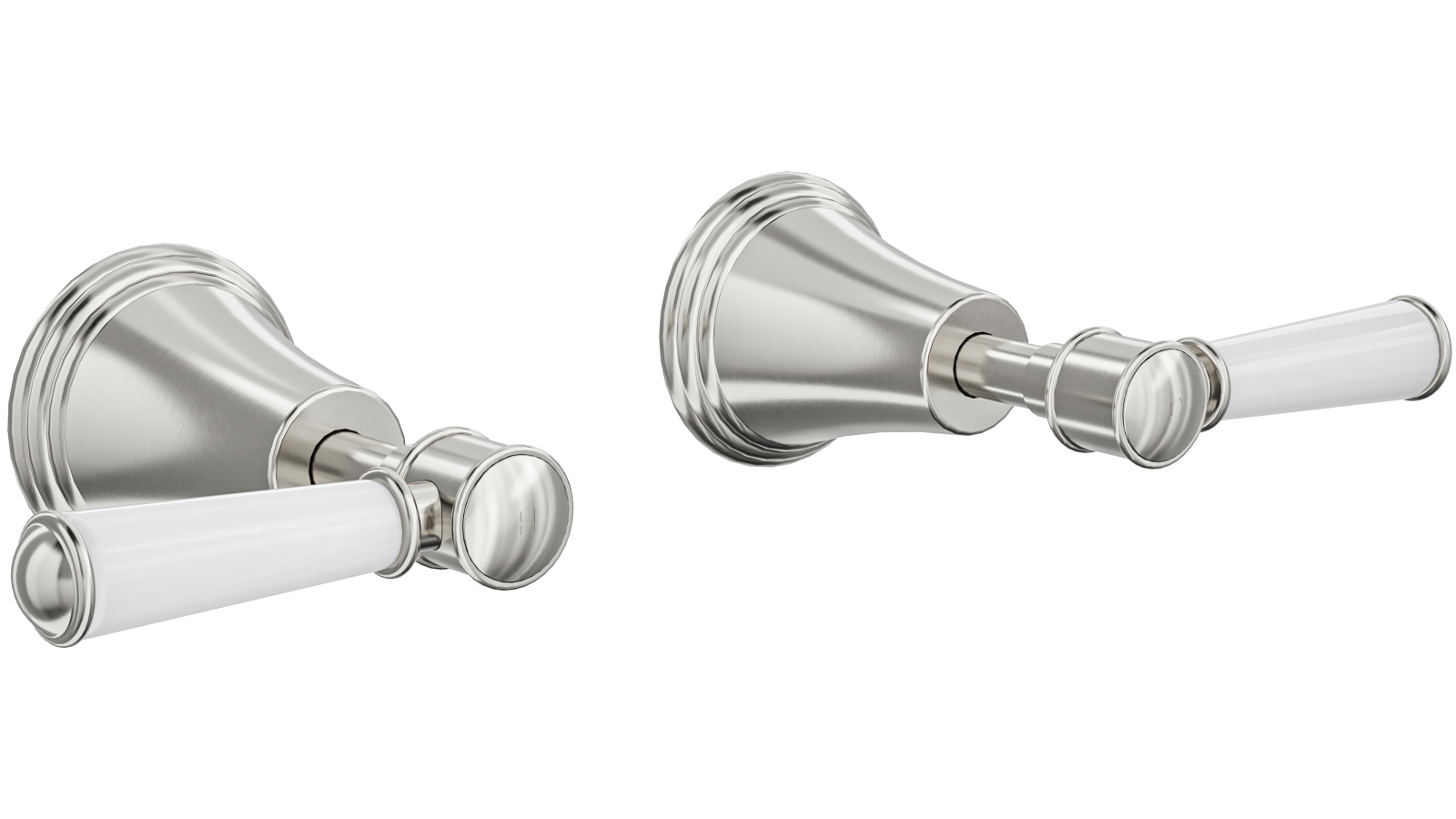 Linsol Vintage Lever Handle Wall Top Assemblies - Brushed Nickel