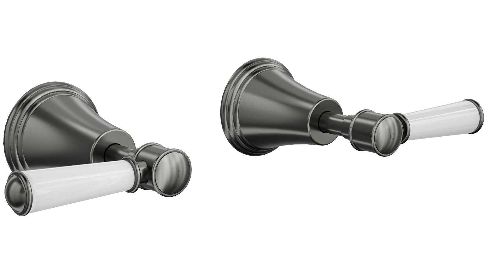 Linsol Vintage Lever Handle Wall Top Assemblies - Gunmetal