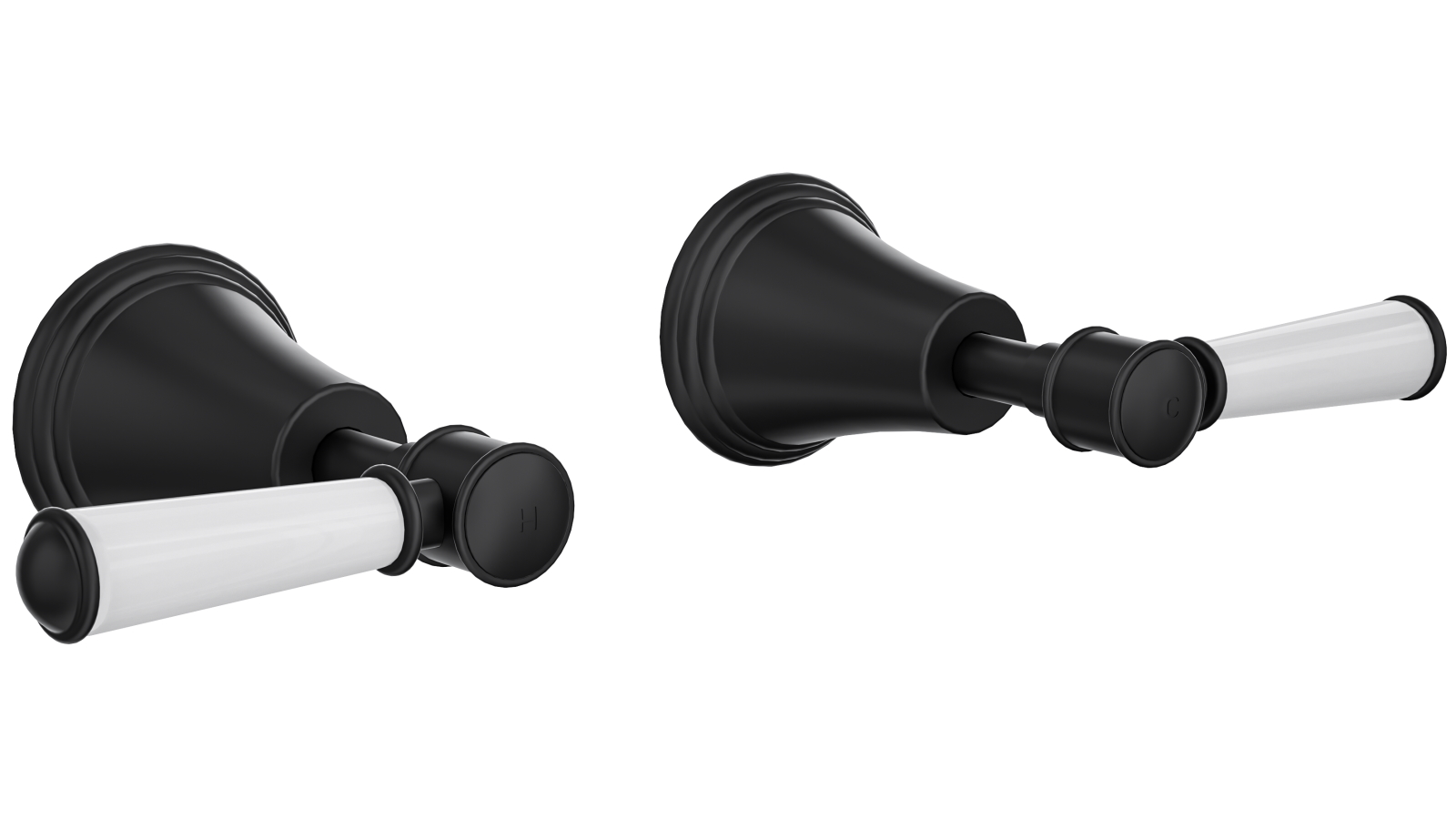 Linsol Vintage Lever Handle Wall Top Assemblies - Matte Black