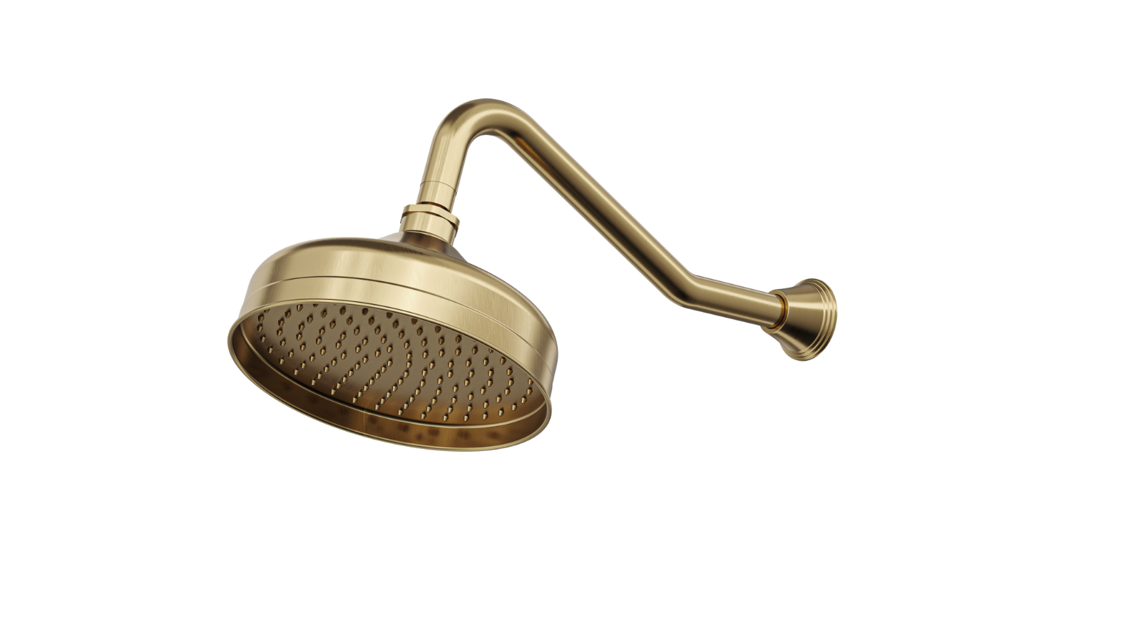 Linsol Vintage Brass Shower Head and Wall Arm - Brushed Brass