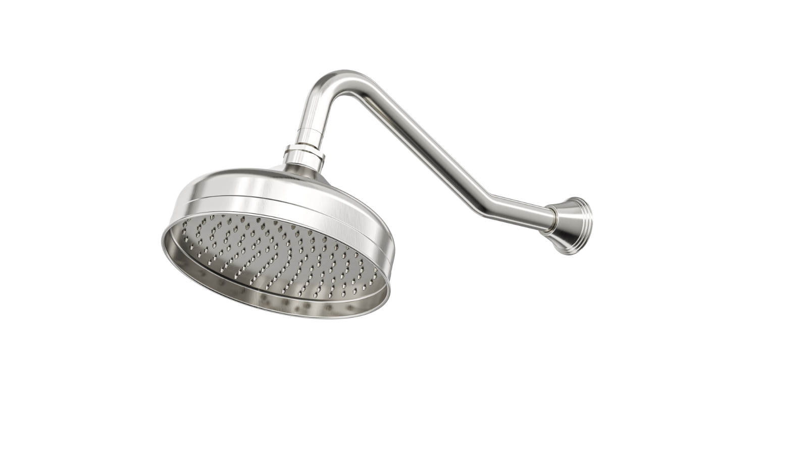Linsol Vintage Brass Shower Head and Wall Arm - Brushed Nickel
