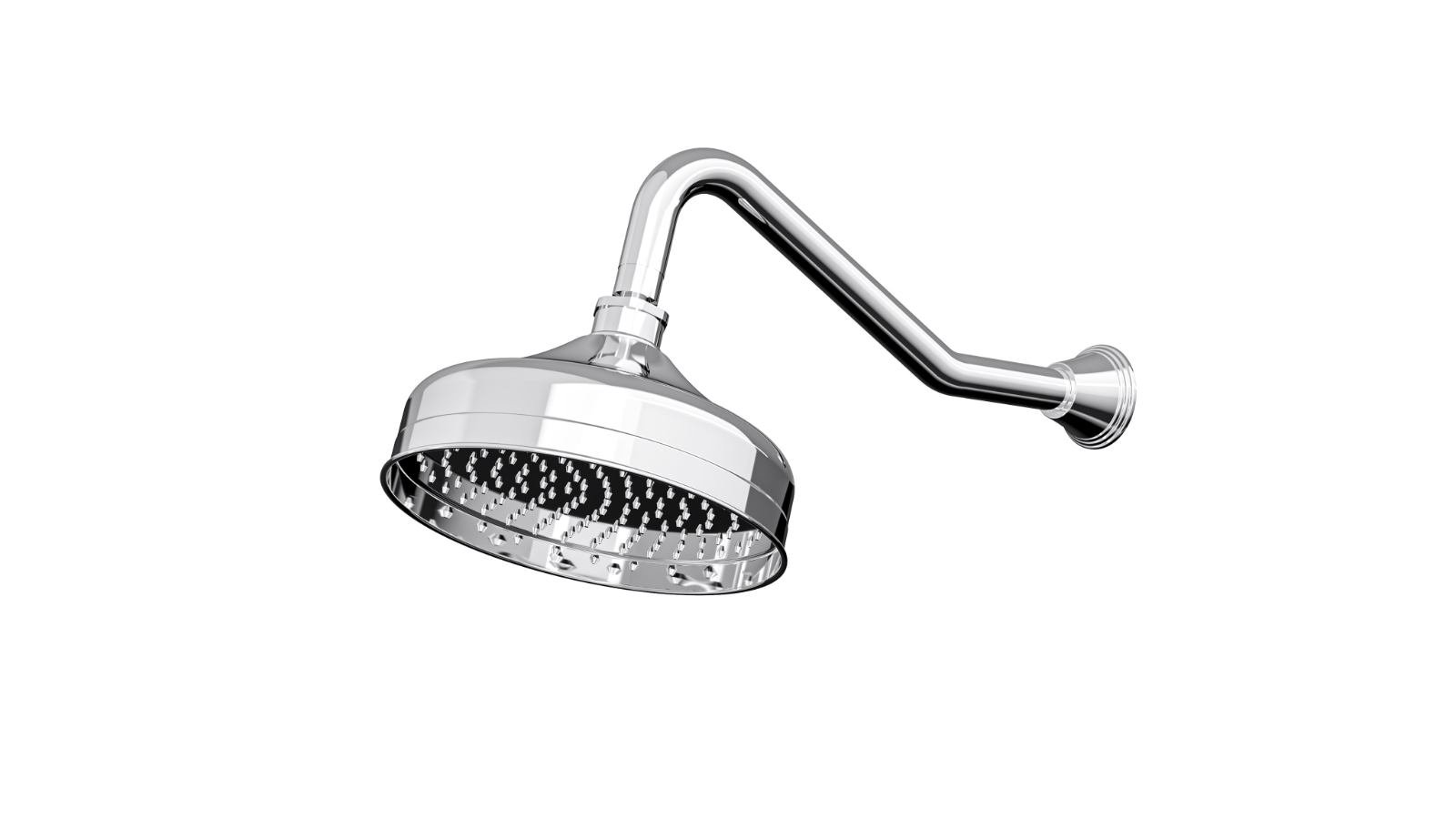 Linsol Vintage Brass Shower Head and Wall Arm - Chrome