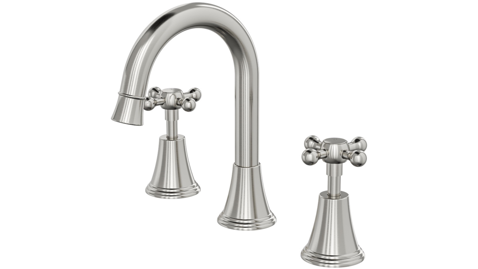 Linsol Vintage Cross Handle Basin Set - Brushed Nickel