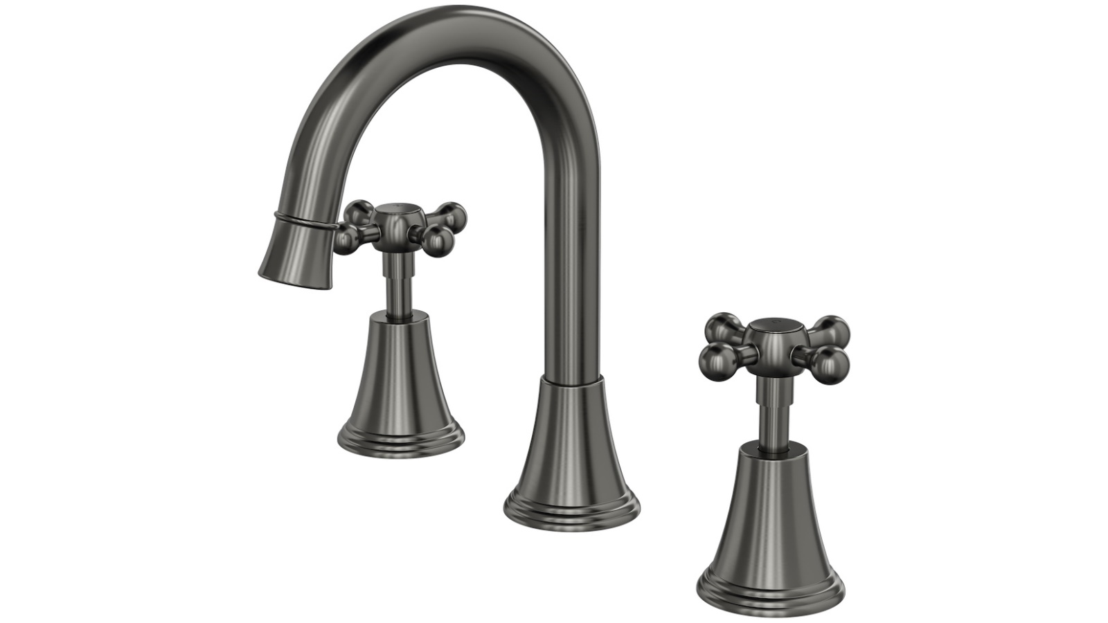 Linsol Vintage Cross Handle Basin Set - Gunmetal