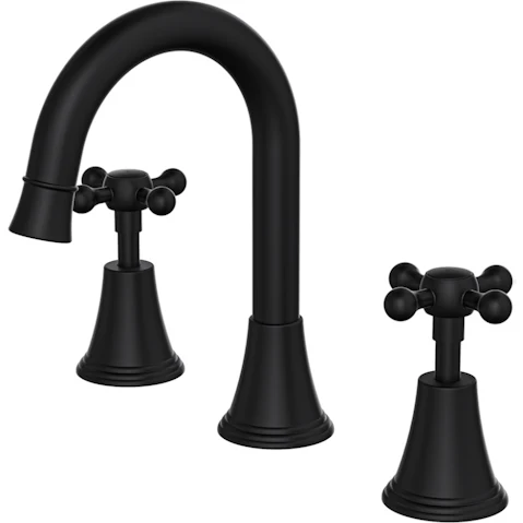Linsol Vintage Cross Handle Basin Set - Matte Black