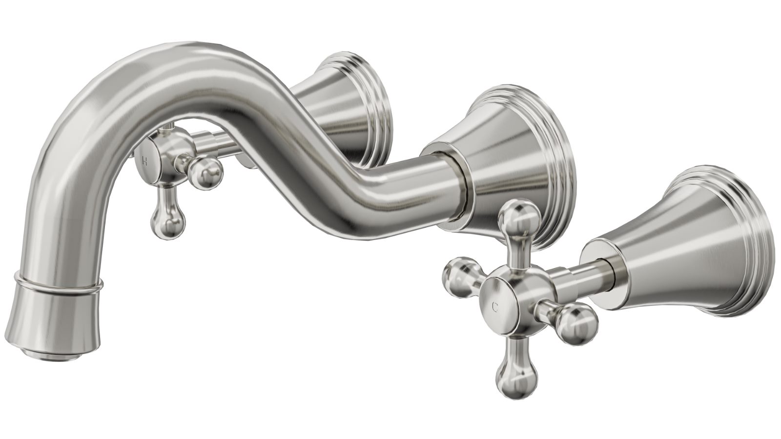 Linsol Vintage Cross Handle Bath Set - Brushed Nickel