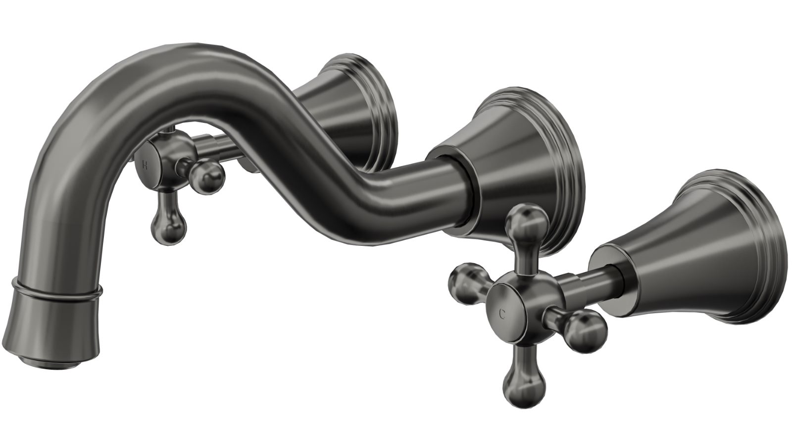 Linsol Vintage Cross Handle Bath Set - Gunmetal