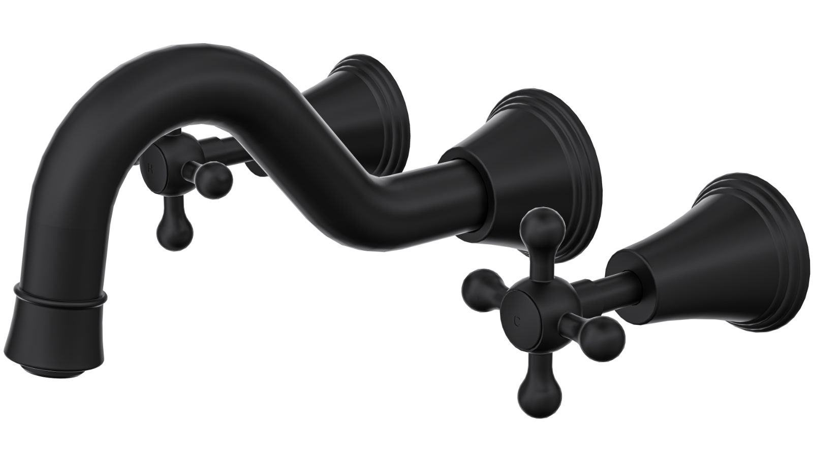 Linsol Vintage Cross Handle Bath Set - Matte Black