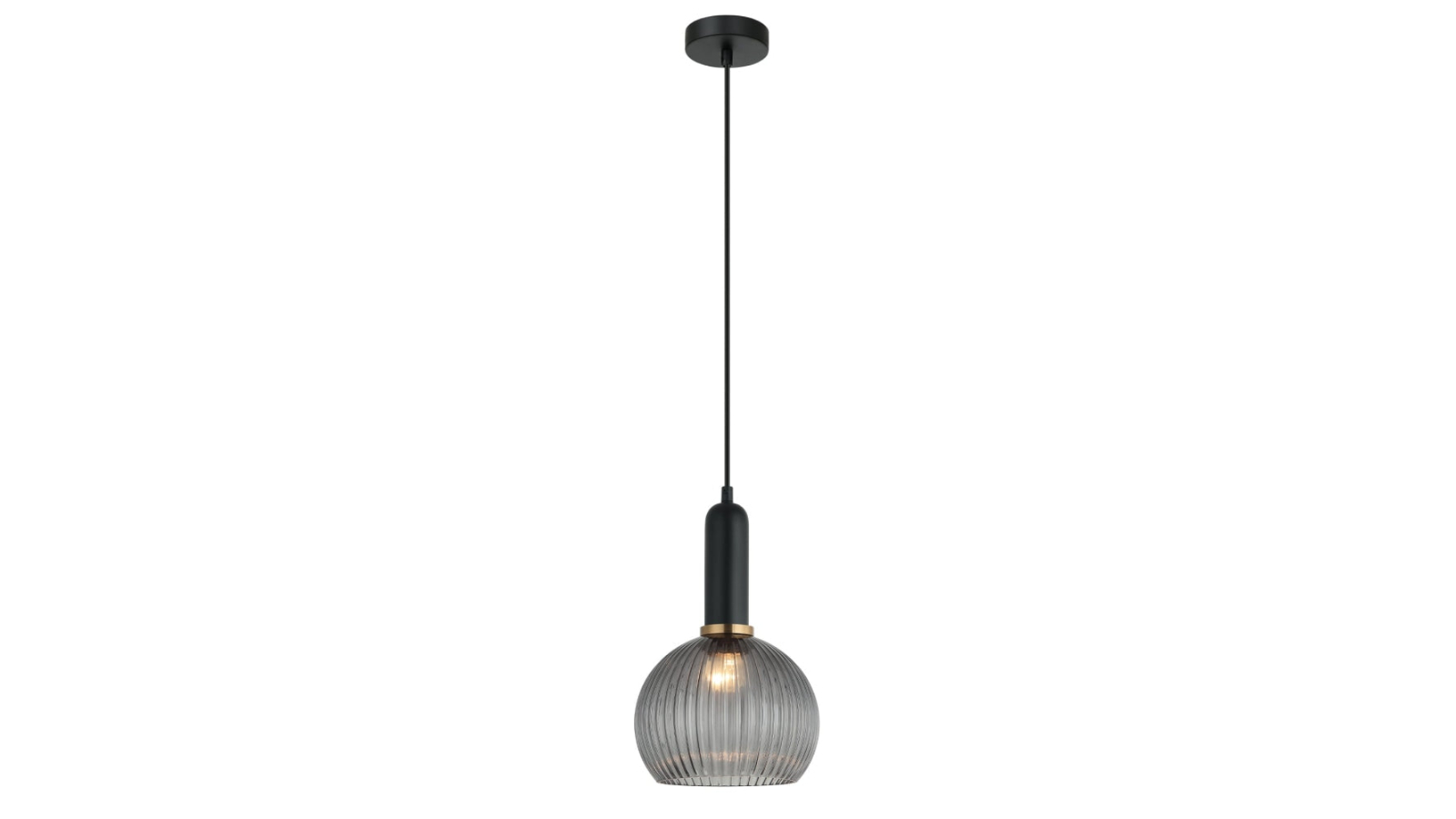 Vintaj Retro Smoky Black Wine Glass Shape Ribbed Interior Pendant Light
