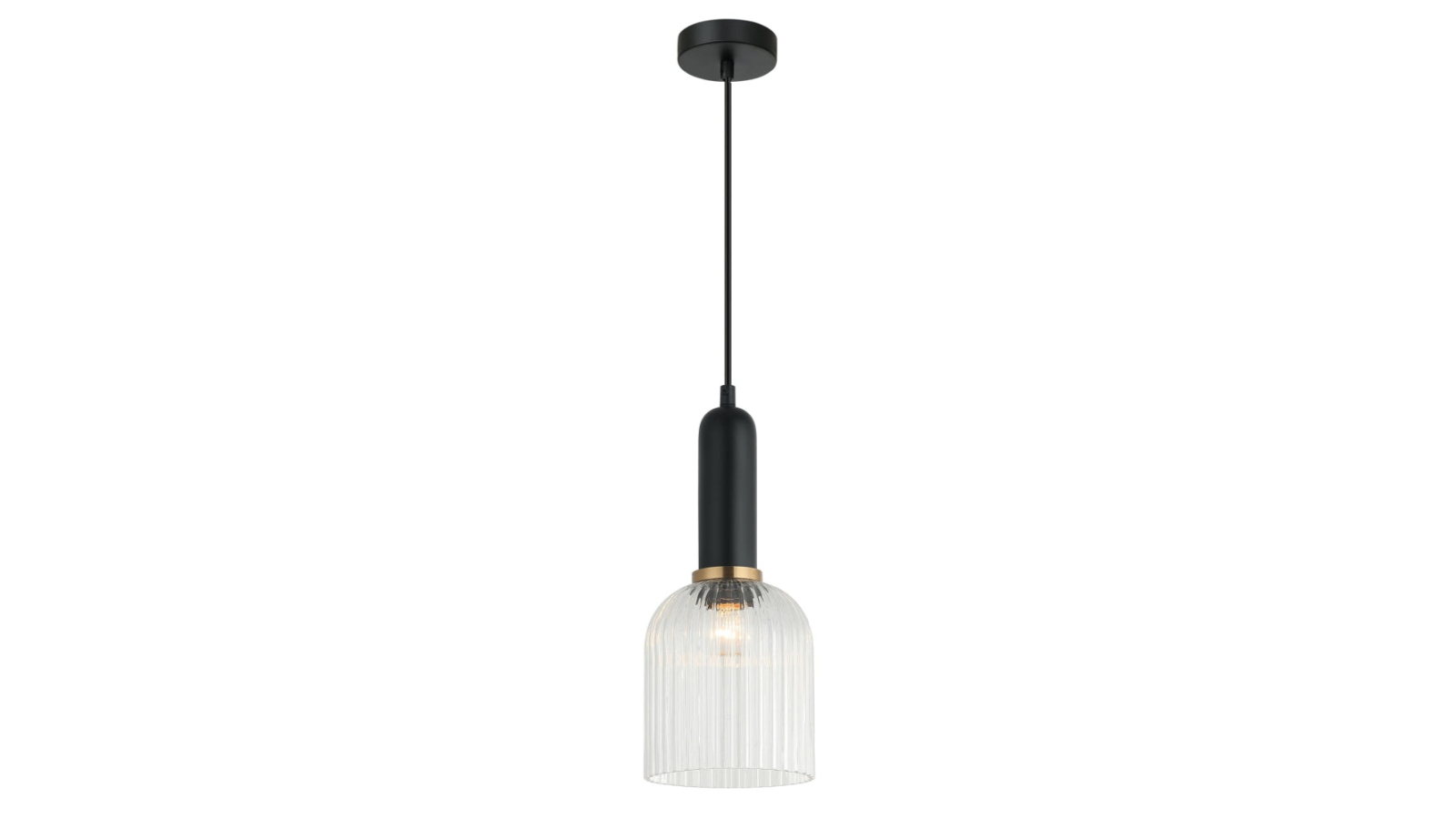 Vintaj Retro Smoky Ellipse Ribbed Glass Interior Pendant Light - Clear