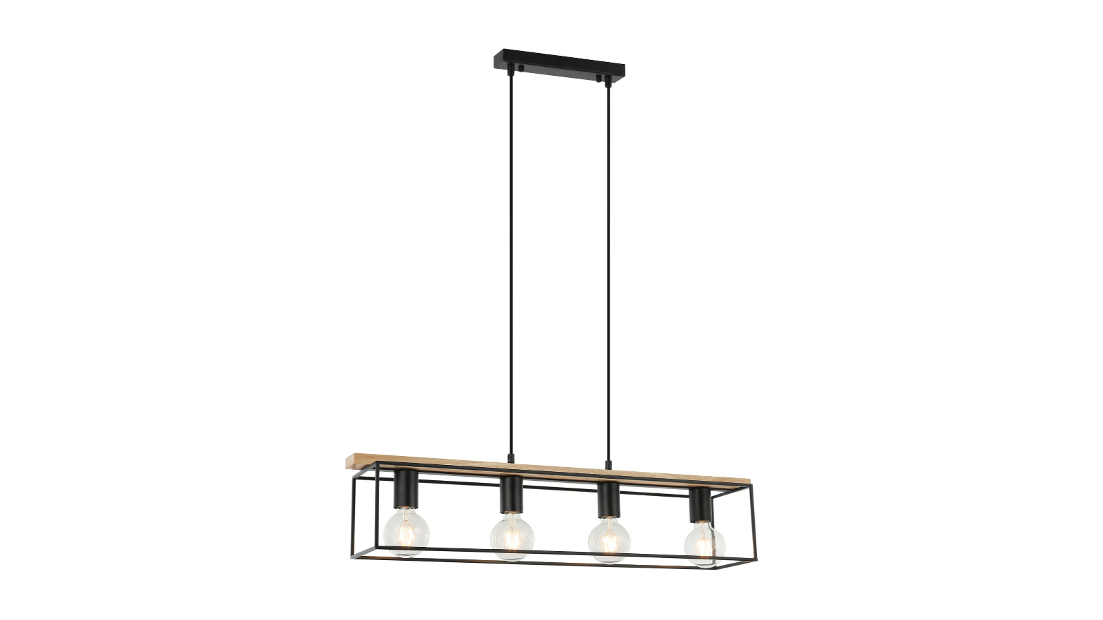 Virun Rectangular Wood Frame with Black Hardware Interior Pendant Light