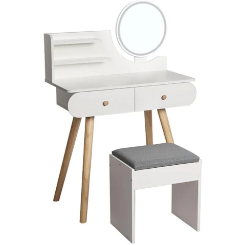 Levede Smart LED Vanity Table White - Touch Control Makeup Desk with Storage Drawers