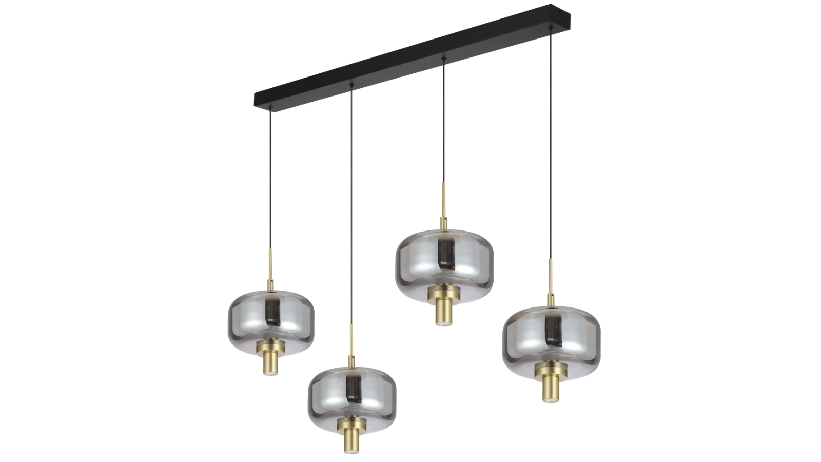 Pretty & Practical 4-Light Cadiz Gold and Smoke Bar Pendant with Dimmable LED