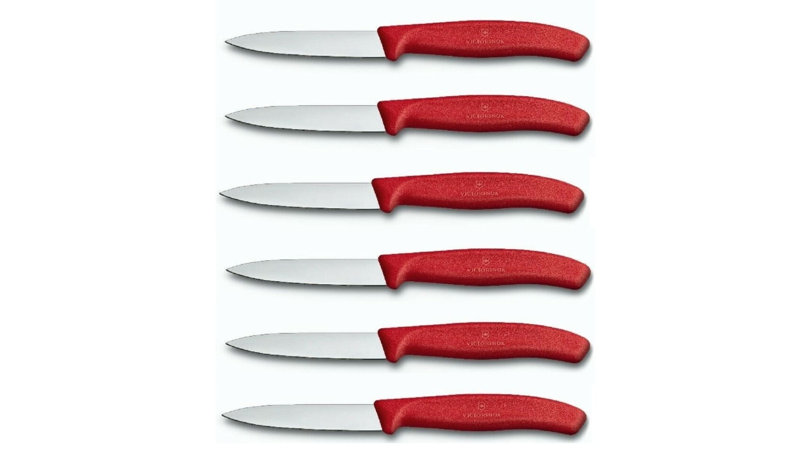 Victorinox Set of 6 Pointed Tip 8cm Paring Knife - Red
