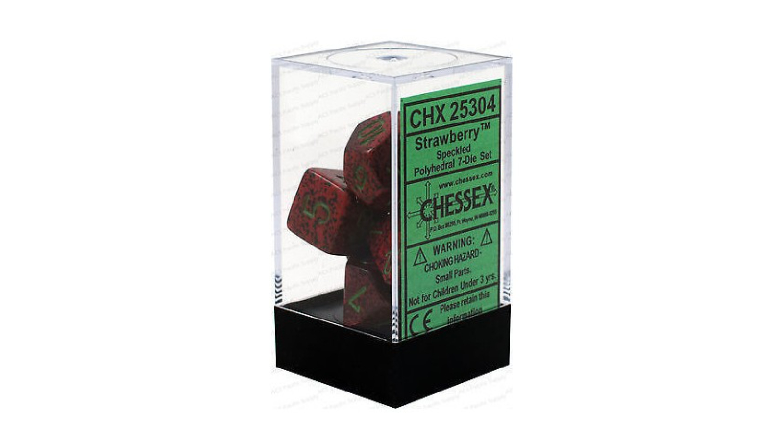 Chessex Speckled Strawberry Polyhedral Roleplay Game Dice Set - Red/Green