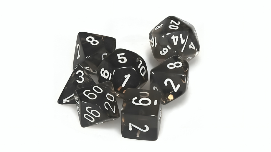 Latest Buys Set of 7 Translucent D7 Die Poly Dice - Smoke/White