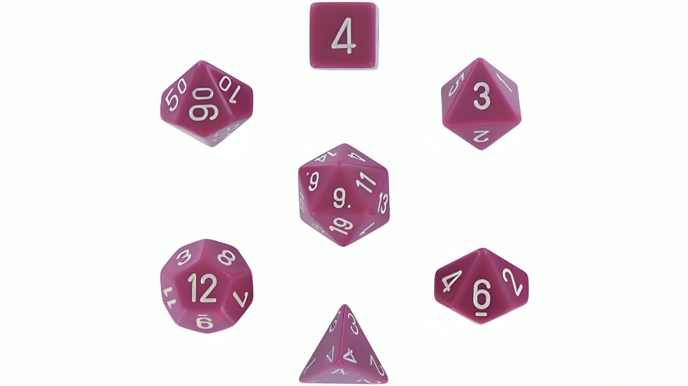 Latest Buys Set of 7 Opaque D7 Die Polyh Dice - Light Purple/White