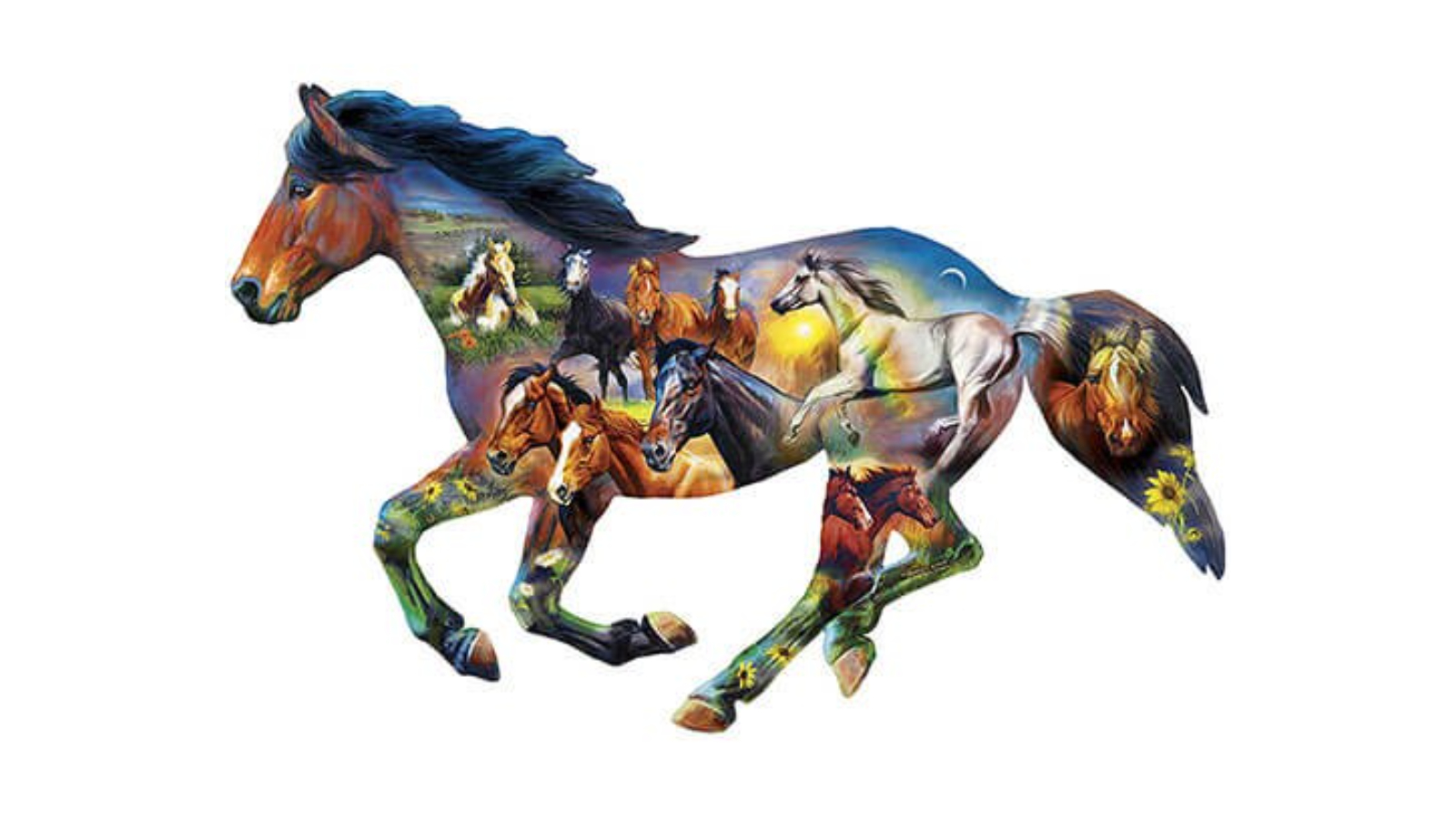 Masterpieces 1000 Piece Contours Shaped Puzzle - Wild Hourse | Harvey ...