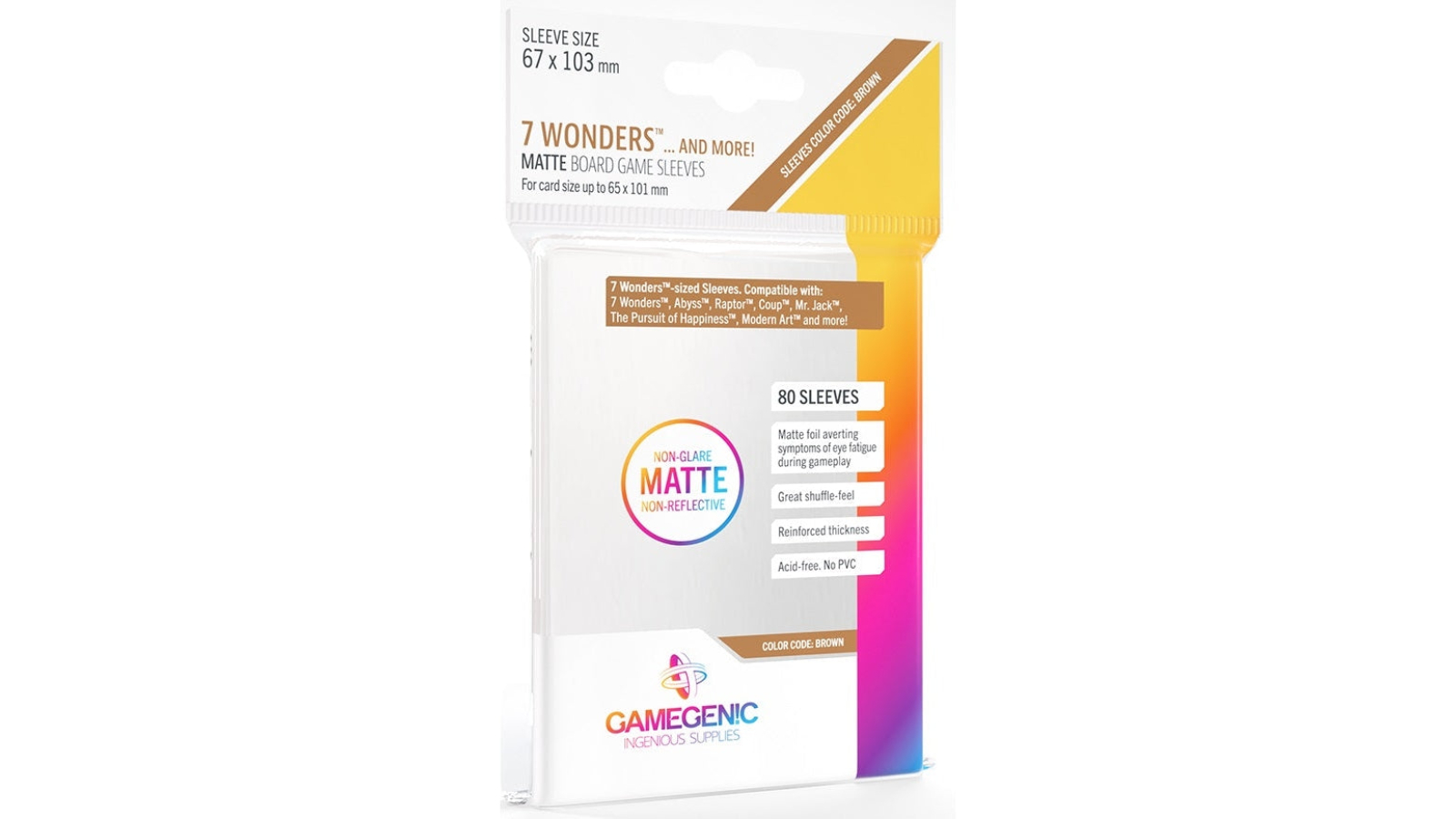 Gamegenic 7 Wonders/Abyss Matte Board Game Sleeves - Brown
