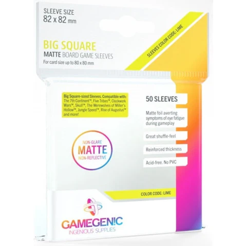 Gamegenic Big Square Size Werewolves/Jungle Speed Matte Board Game Sleeves - Lime