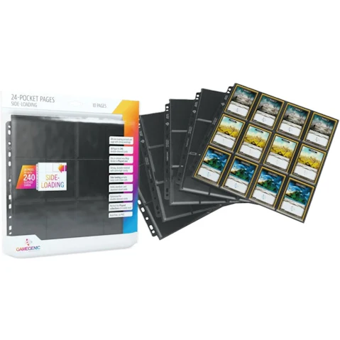 Gamegenic 10 Piece 24-Pocket Sideloading Pages - Black