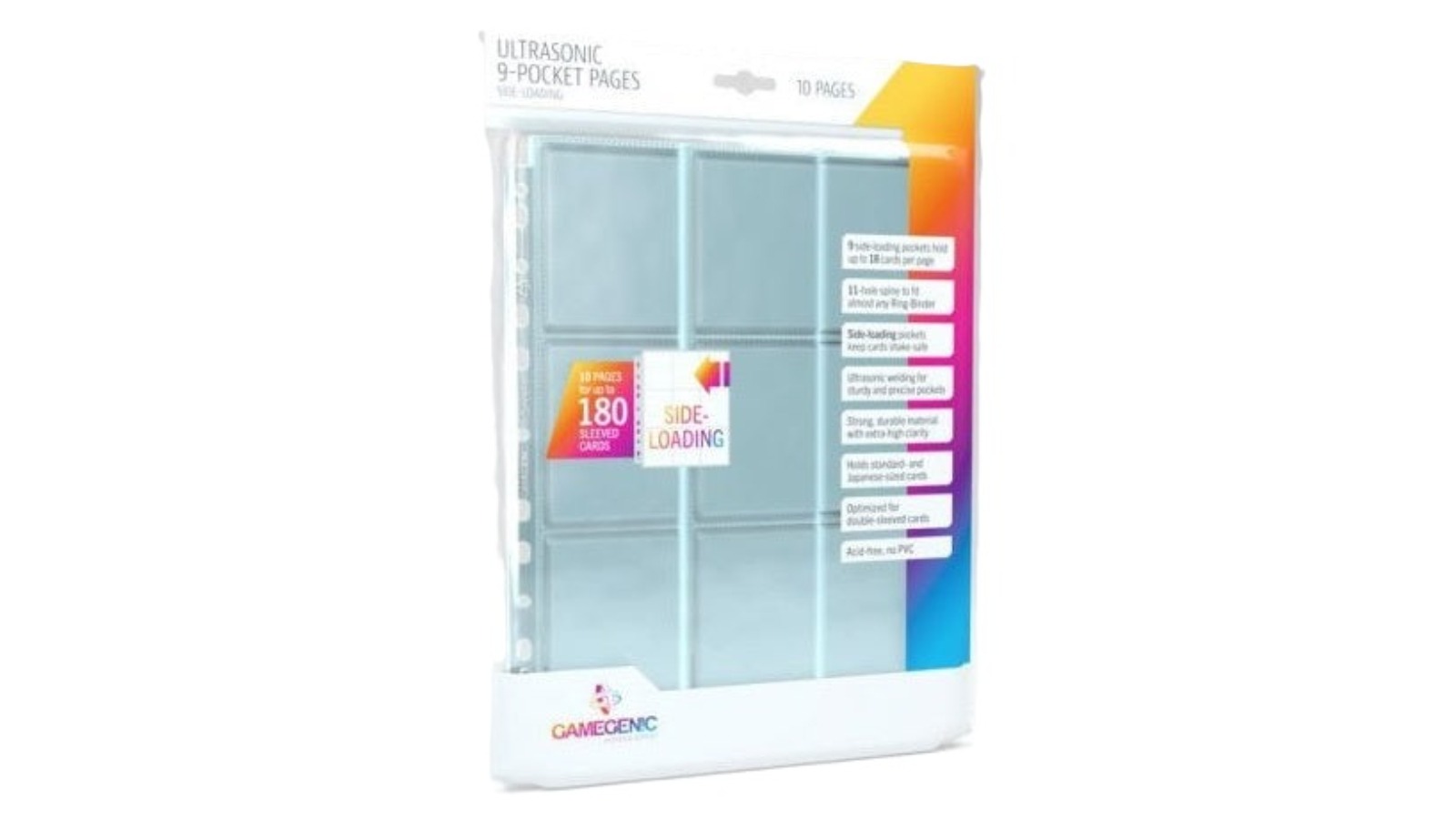 Gamegenic 9-Pocket Ultrasonic Sideloading Pages - 10 Piece