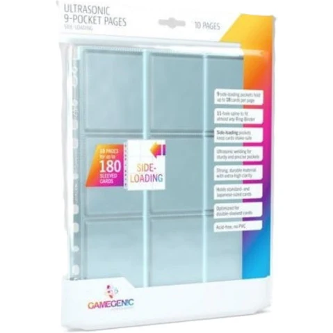 Gamegenic 9-Pocket Ultrasonic Sideloading Pages - 10 Piece