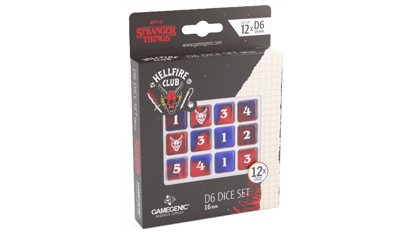 Gamegenic 1.6cm Stranger Things Hellfire Club D6 Dice Set