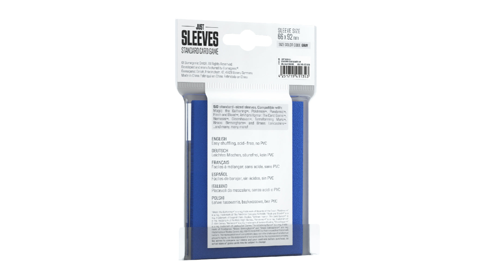 Gamegenic Just Sleeves Standard Card Game - Blue